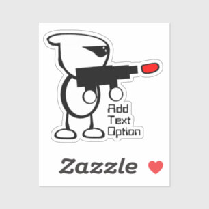 Alien met laserblaster sticker