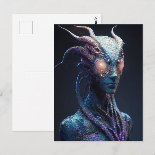 Alien met stralende ogen briefkaart (Voorkant / Achterkant)