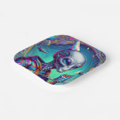 Alien met verjaardagstaart papieren bordje (Gebogen)