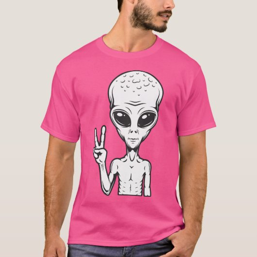 Alien met Vredesteken Shirt (Voorkant)