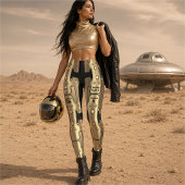 Alien Metal Android Ruimtepak Gouden Robot Leggings