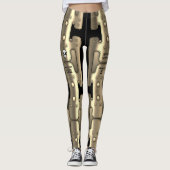 Alien Metallic Android Space Suit Golden Robot Leggings (Voorkant)