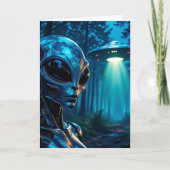 Alien Metallic Futuristic Forest Scene Verjaardag Kaart (Voorkant)