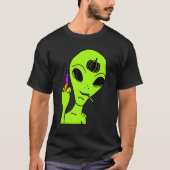 Alien Middenvinger Lazy Halloween Kostuum UFO PU T-shirt (Voorkant)
