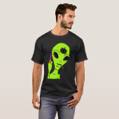 Alien Middenvinger Lazy Halloween Kostuum UFO PU T-shirt (Voorkant volledig)