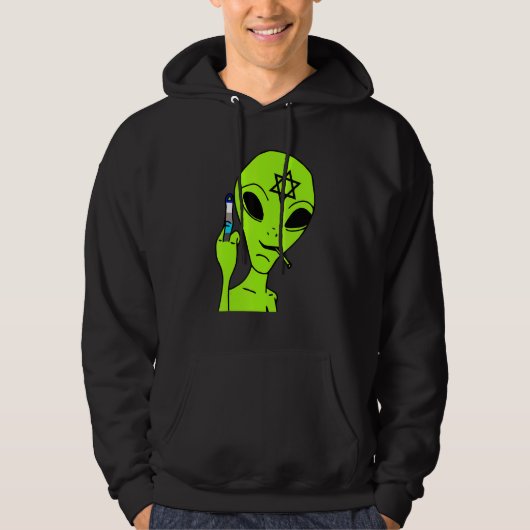 Alien Middle Finger Hanukkah  Chanukah Jewish Holi Hoodie (Voorkant)