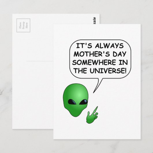Alien Moederdag Briefkaart (Voorkant / Achterkant)