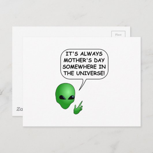 Alien Moederdag Briefkaart (Voorkant / Achterkant)