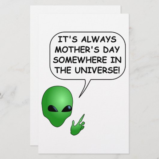 Alien Moederdag Briefpapier (Voorkant / Achterkant)