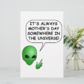 Alien Moederdag Briefpapier (Staand voorkant)