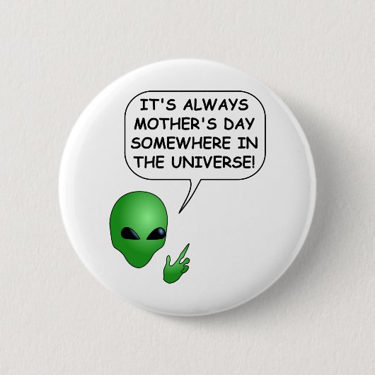 Alien Moederdag Ronde Button 5,7 Cm (Voorkant)