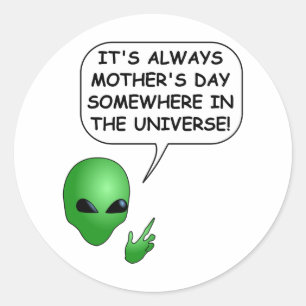 Alien Moederdag Ronde Sticker
