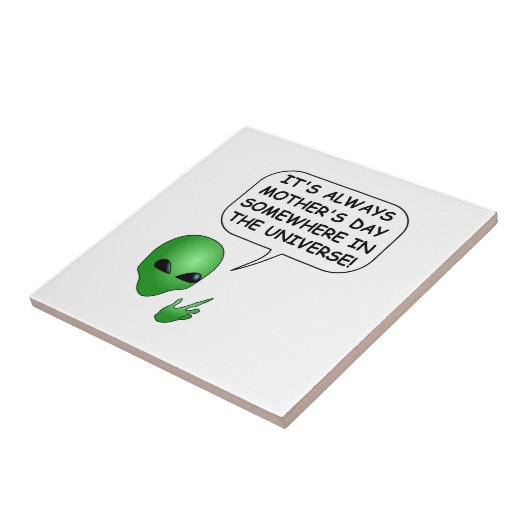 Alien Moederdag Square Tegeltje (Zijkant)