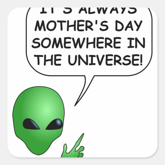 Alien Moederdag Vierkante Sticker (Voorkant)