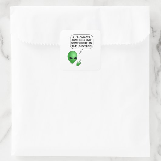 Alien Moederdag Vierkante Sticker (Tas)
