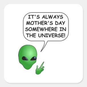 Alien Moederdag Vierkante Sticker