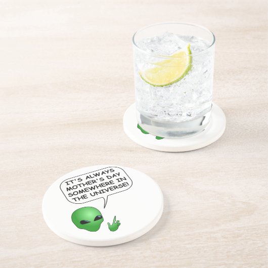 Alien Moederdag Zandsteen Onderzetter (Zijkant)