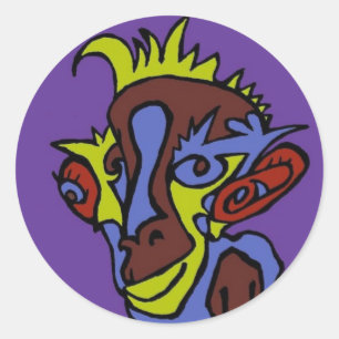 Alien Monkey Ronde Sticker