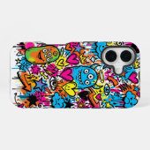 Alien Monster Graffiti Patroon iPhone 16 hoesje (Achterkant horizontaal)