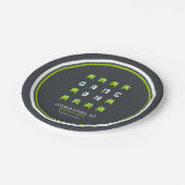 Alien monster pixel grafisch personage kinder part papieren bordje (Gekanteld)