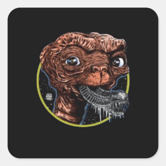 Alien Monster Vierkante Sticker (Voorkant)