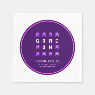 Alien monsters paarse videogame verjaardagsfeest servet
