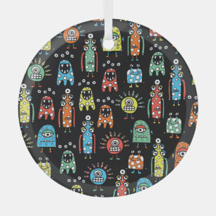 Alien Monsters: Schattigee naadloze Vintage Glas Ornament