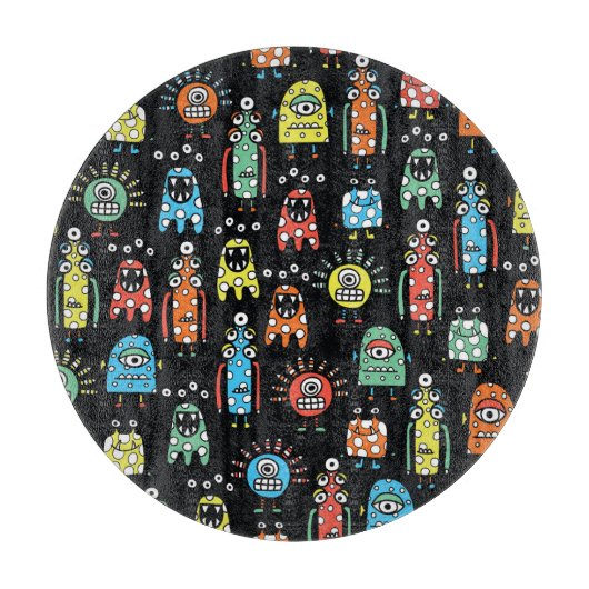 Alien Monsters: Schattigee naadloze Vintage Snijplank (Voorkant)