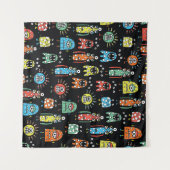 Alien Monsters: Schattigee naadloze Vintage Wandkleed (Voorkant (horizontaal))