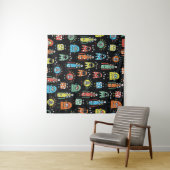 Alien Monsters: Schattigee naadloze Vintage Wandkleed (In Situ (horizontaal))