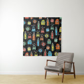 Alien Monsters: Schattigee naadloze Vintage Wandkleed (In situ)