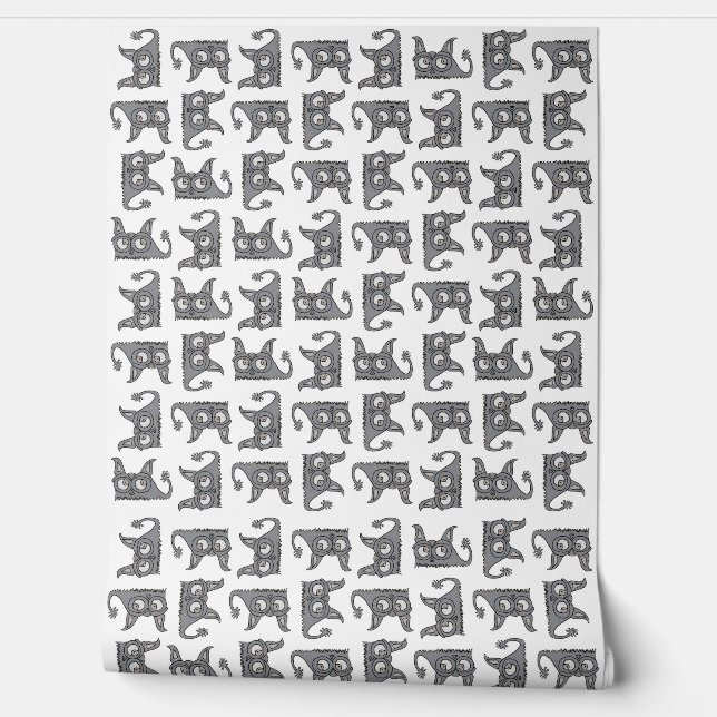 Alien muis hand getekende illustratie motief naadl behang (Afrollen)