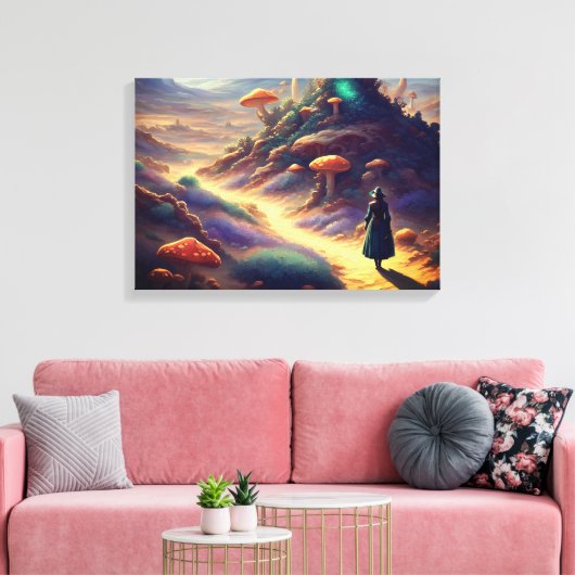 Alien Mushroom Planet Canvas Afdruk (Insitu (Woonkamer))