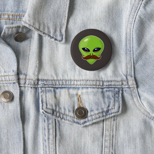 Alien Mustache Ronde Button 5,7 Cm (In situ)