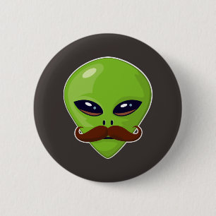 Alien Mustache Ronde Button 5,7 Cm