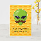 Alien Mustache (verjaardag) Kaart (Gele Bloem)