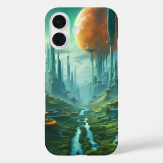 Alien Natuur & Futuristische Stad Surrealistische iPhone 16 Hoesje