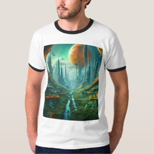 Alien Natuur & Futuristische Stad Surrealistische T-shirt