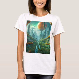 Alien Natuur & Futuristische Stad Surrealistische T-shirt