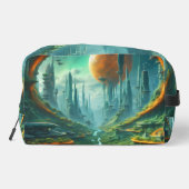 Alien Natuur & Futuristische Stad Surrealistische  Toilettasje (Achterkant)