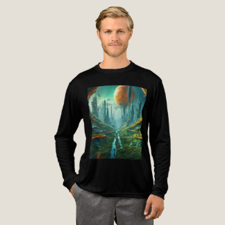 Alien Natuur & Futuristische Stad Surrealistische Tri-Blend Shirt
