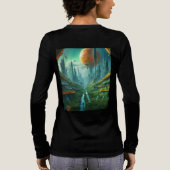 Alien Natuur & Futuristische Stad Surrealistische  Tri-Blend Shirt (Achterkant)