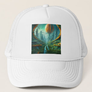 Alien Natuur & Futuristische Stad Surrealistische Trucker Pet