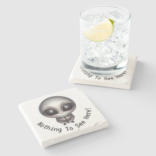 Alien: niets te zien hier! stenen onderzetter (Zijkant)