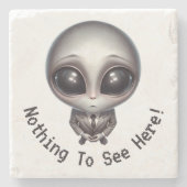 Alien: niets te zien hier! stenen onderzetter (Voorkant)