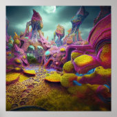 Alien Night Garden Psychedelic Lucid Dream Poster (Voorkant)