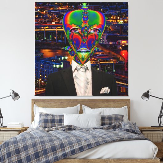 Alien Night Out Canvas Afdruk (Insitu (Slaapkamer))