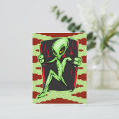 Alien nodigt uw huis uit briefkaart (Staand voorkant)