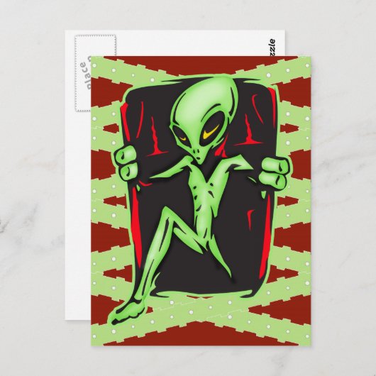 Alien nodigt uw huis uit briefkaart (Voorkant / Achterkant)