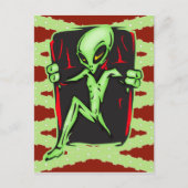 Alien nodigt uw huis uit briefkaart (Voorkant)